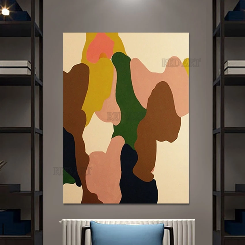 

Colorful Blocks Acrylic Picture Art Hand-painted New Large Abstract Oil Paining Wall Poster For Home Porch Decoration Artwork