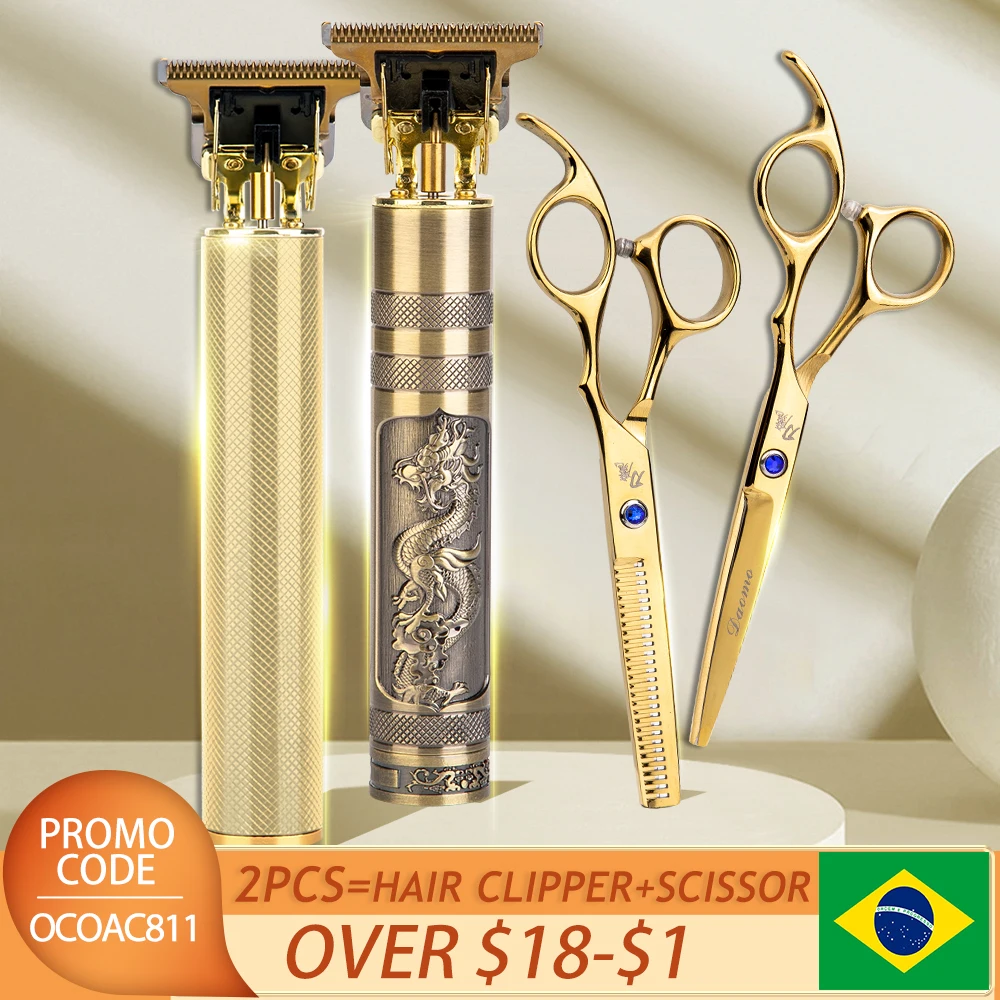 

Hair Clipper Scissor 2pcs Professional Hair Cutting Machine Hair Beard Trimmer For Men Barber Shop Electric Shaver