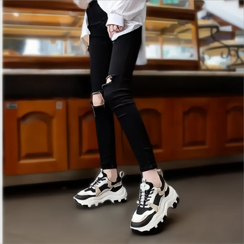 Sneakers Women Spring women's sneakers Height Increasing white black autumn Chunky Shoes Breathable Leisure Shoes