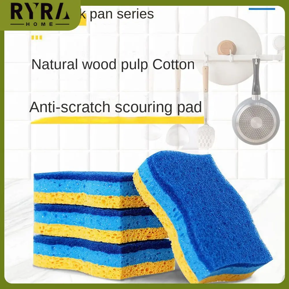 

Scouring Pad Absorbent Blue Green Sponge Wipe Printed Kitchen Cleaning Scrubbing Bowl Rag Cleaning Cloths Wood Pulp Sponge 5pcs