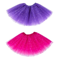 2 pcs smart baby girl clothes stars sequins petticoat ballet dance fluffy tutu skirt purple rose red