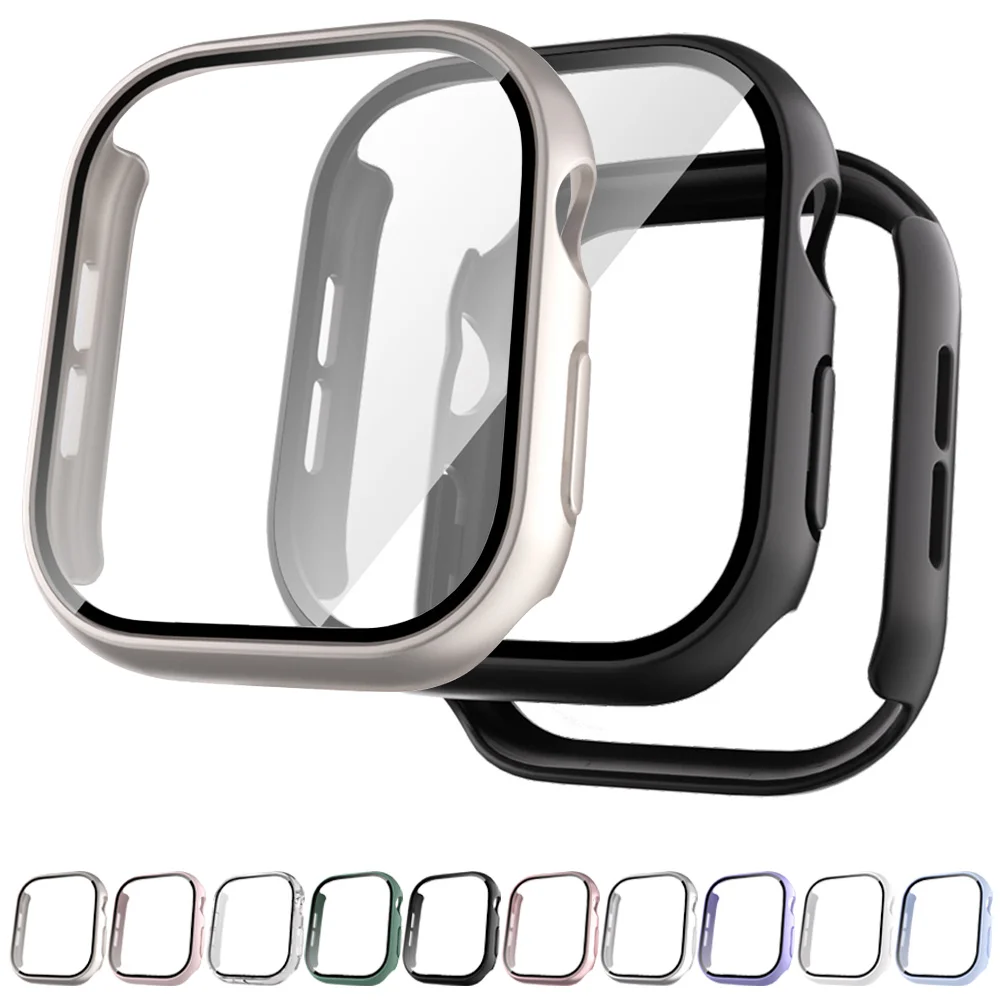 Tempered Glass+cover For Apple Watch Accessories 40 41 42 44 45 46mm Screen Protector for watch Case serie 10 9 8 7 SE6 5