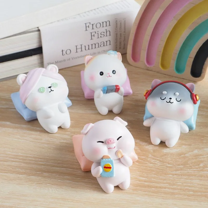 

Leisure Time Cute Animal Resin Statue Car Interior Ornament Mini Modern Home Decoration DIY Cake Party Room Decor Birthday Gift