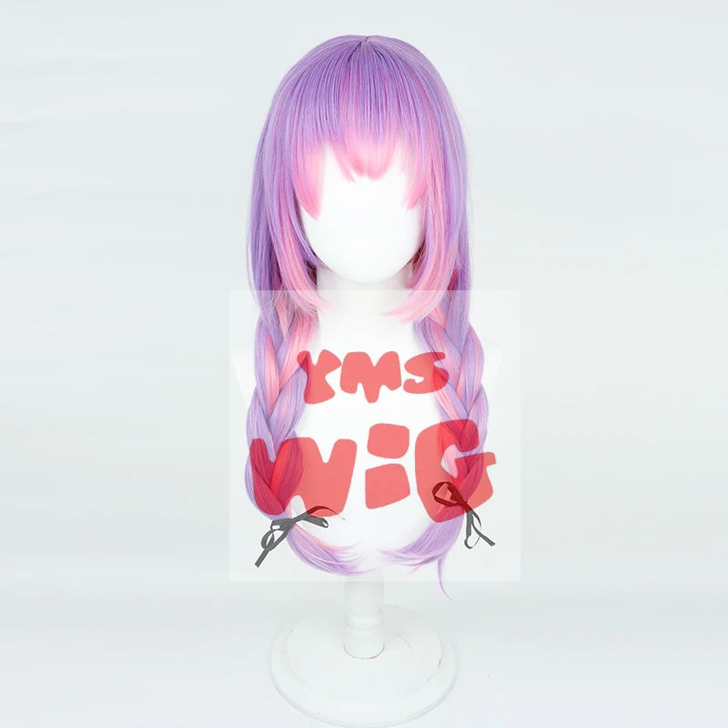 Hololive Vtuber Tokoyami Towa Косплей Парик 60 см Длинные Розовые Плетеные Термостойкие