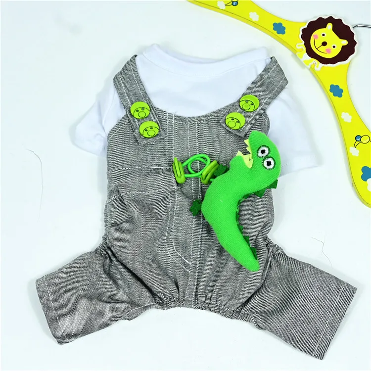 

Pet clothes dog clothes small dinosaur four feet denim straps