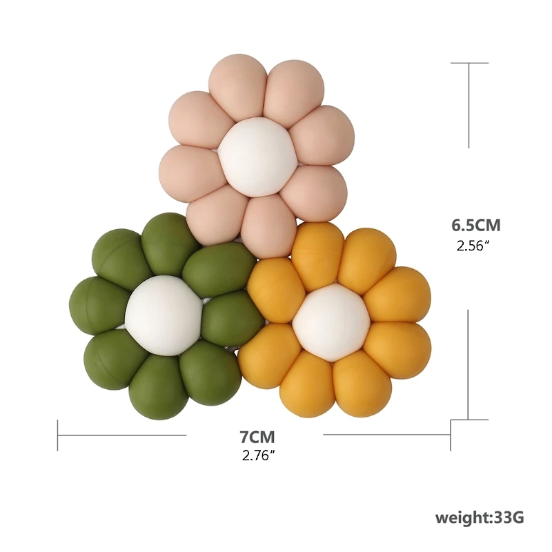 

Flower Shaped Baby Teether Food Grade Silicone Beads Nursing Chewing Teething Toy Pacifier Chain Rattle Accessories