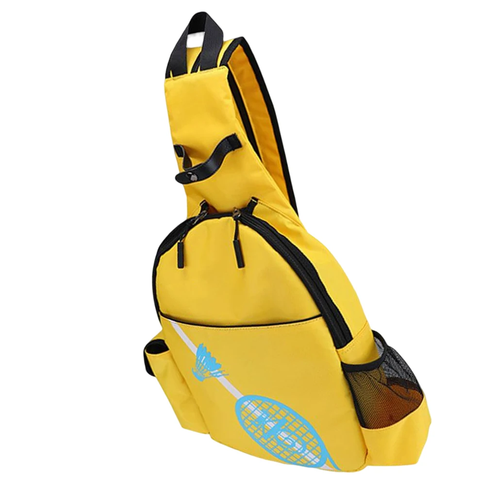 

Portable Wear-resistant Tennis Backpack with Zipper Badminton Bag Large Capacity Knapsack Oxford Cloth Rucksack Yellow