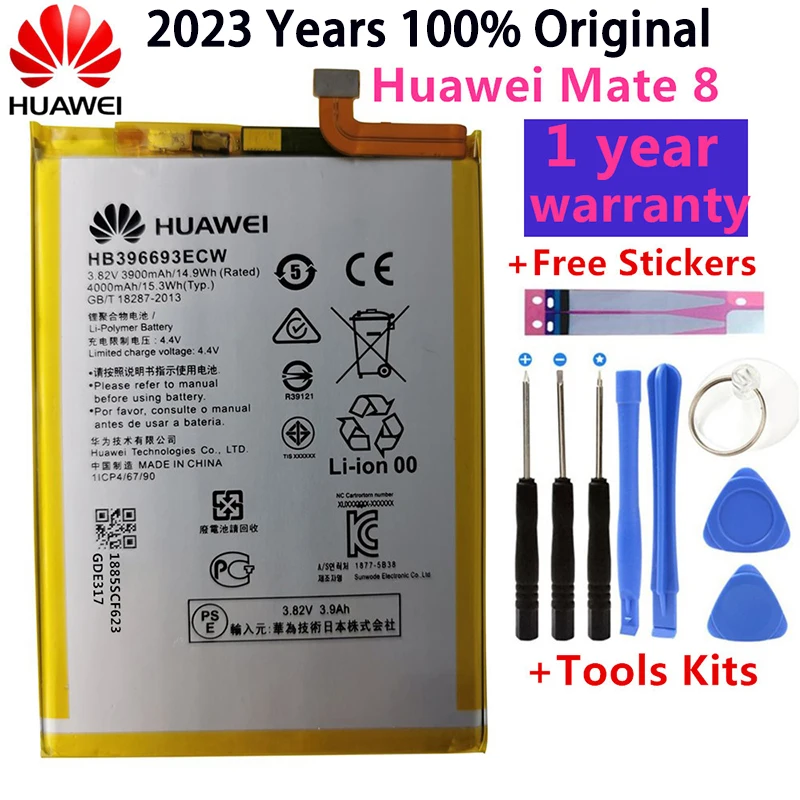 

Original new For Huawei Mate 8 NXT-AL10 NXT-TL00 NXT-CL00 NXT-DL00 HB396693ECW 4000mAh Bateria Replacement Gift Tools +Stickers