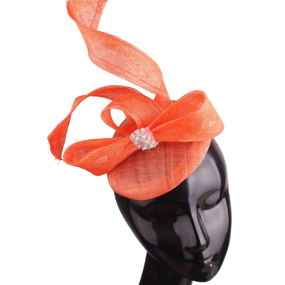 Чародеи для волос повязки на голову с бантом свадебная фата шляпы Sinamay