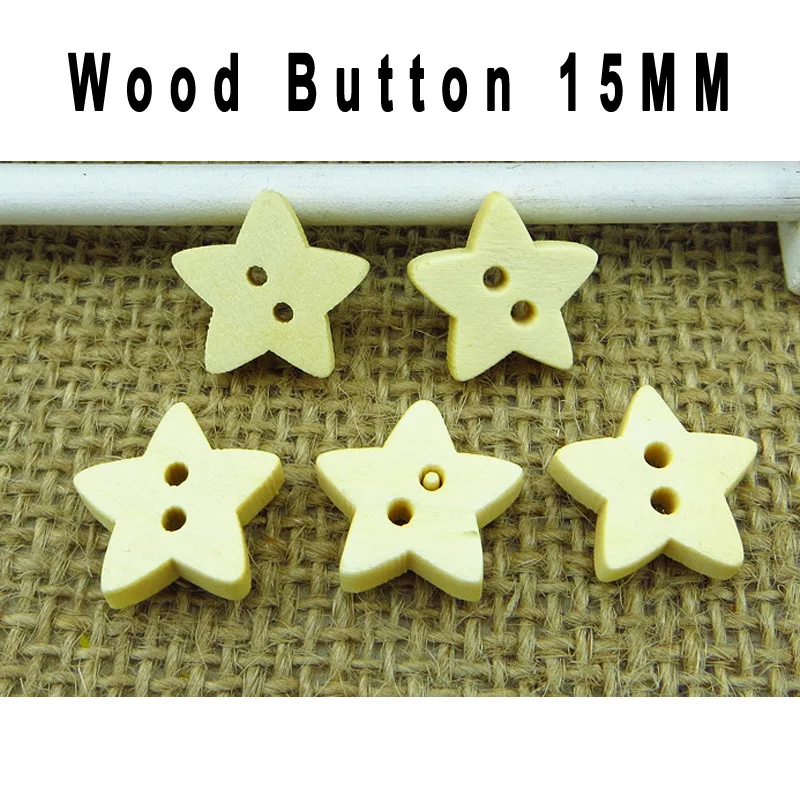 

100 шт., деревянные пуговицы в виде звезд