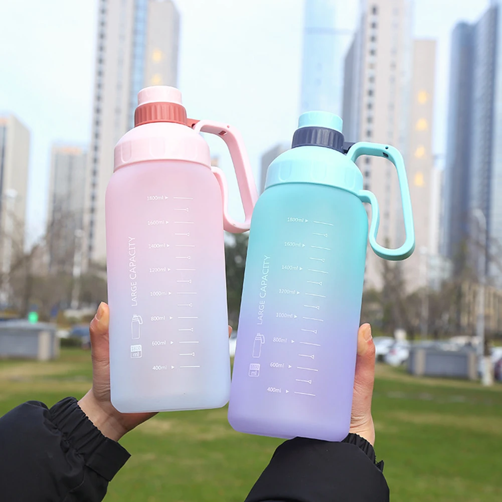 

1.8L Large Capacity Sport Water Bottle Straw Cup Leakproof Drinking Kettle With Time Marker Outdoor Fitness Cycling Water Bottle