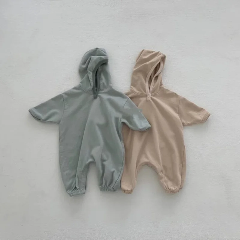 

Детский комбинезон на весну и осень, повседневный простой комбинезон с капюшоном и длинными рукавами для мальчиков и девочек, детский однот...