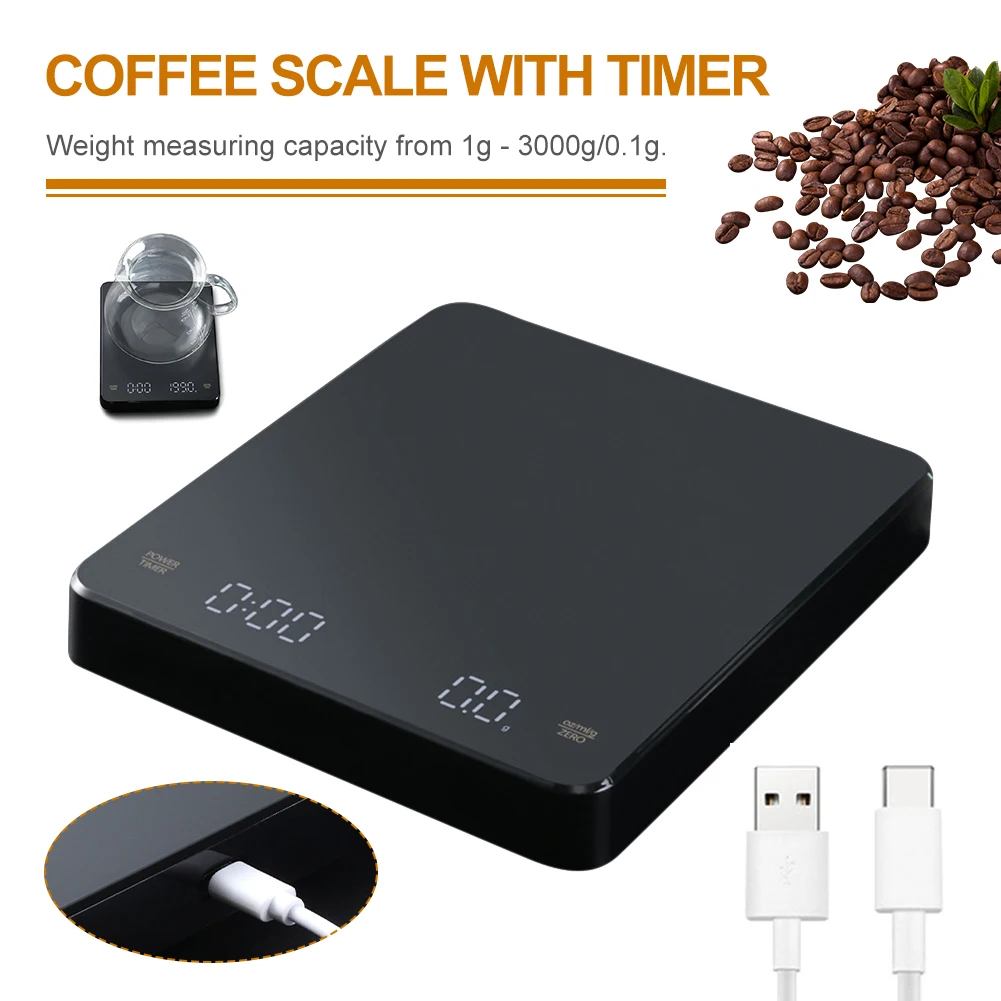 

Kitchen Scales 3kg/0.1g Drip Coffee Scale With Timer Household Electronic Digital Kitchen Scale High Precision Measuring Tool