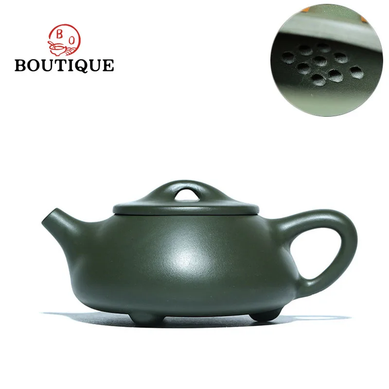 

230ml Authentic Yixing Purple Clay Teapot Handmade Stone Scoop Tea Pot Raw Ore Green Mud Beauty Kettle Chinese Zisha Teaset Gift