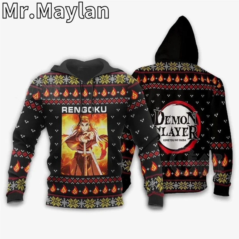 

Уродливая Рождественская 3D куртка для мужчин и женщин, толстовка с капюшоном в стиле Харадзюку, рассекающая демонов, повседневный рождественский подарок, уличная одежда