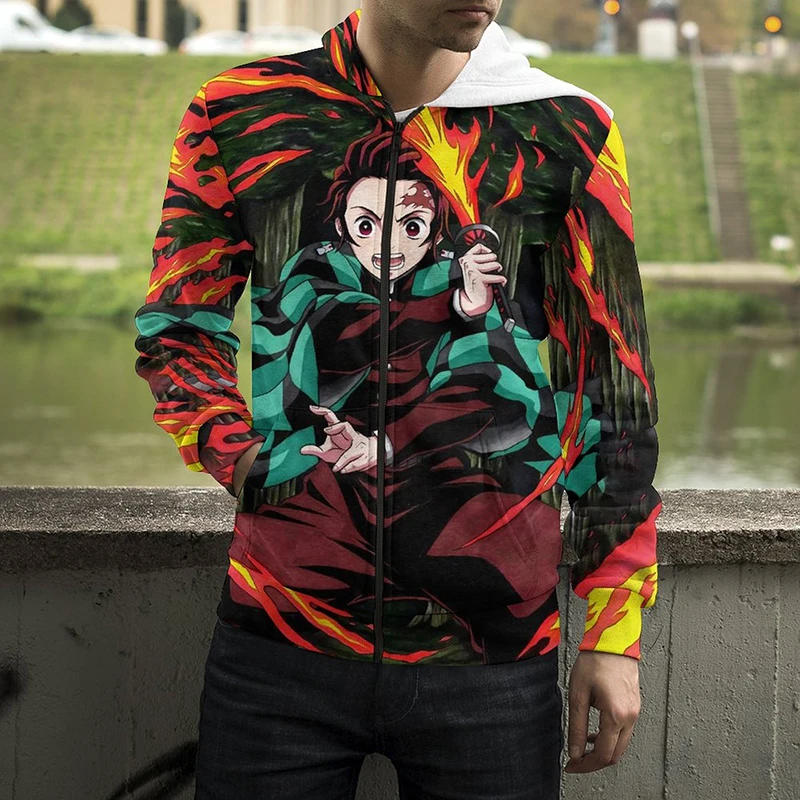 

New Anime Demon Slayer Zip Hoodies Men Women Kimetsu No Yaiba 3D Printed Fashion Sweatshirts Boy Girl Kids Cartoon Clothes