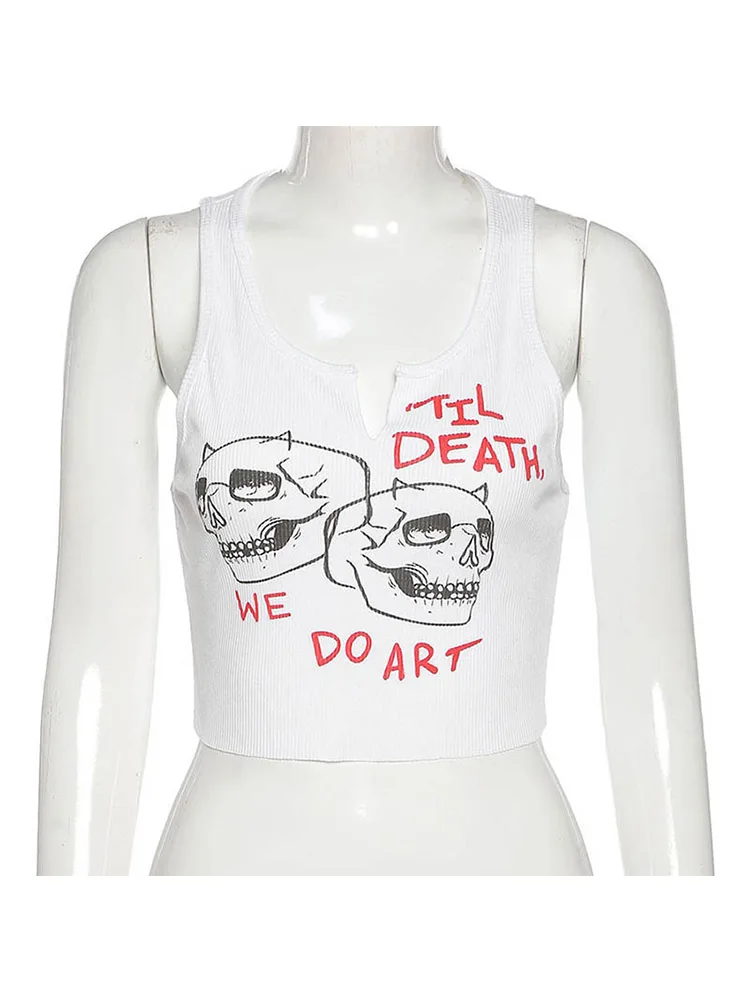 Женский топ без рукавов облегающий Топ в стиле Харадзюку уличная одежда с