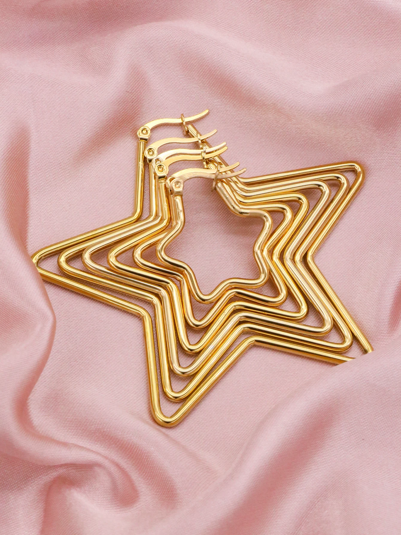 Серьги в форме пяти звезд Ekou ювелирные изделия из нержавеющей стали с двумя