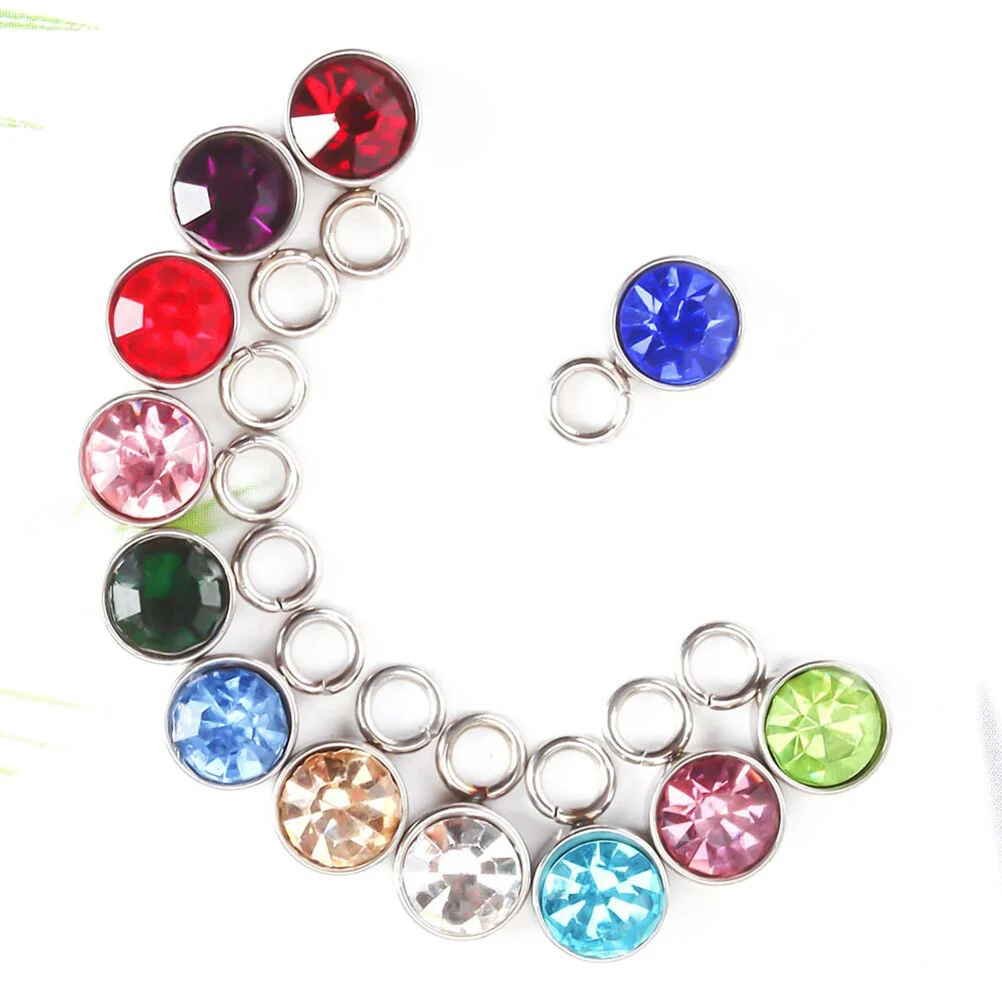 12 Pcs Beads Necklace Amulet DIY Craft Neckalce Pendant Jewelry Making Crystal Birthstone