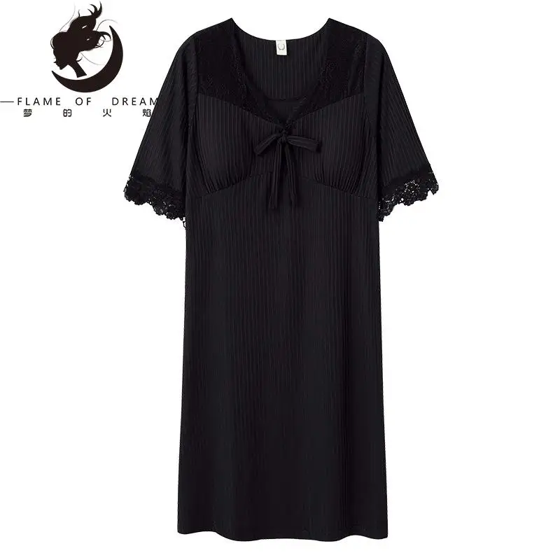 Flame Of Dream Nightgown With Breast  Short Sleeve Summer Female  Sweet Dress Home Clothes 22900