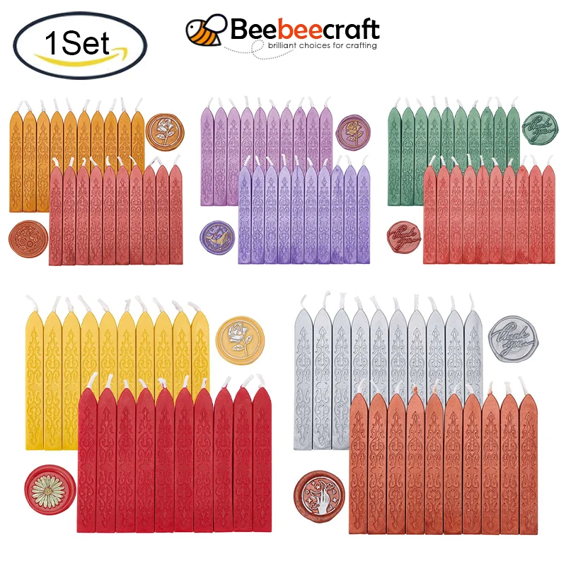 

1Set Sealing Wax Sticks with Wicks for Wax Seal Stamp Mixed Color 91x12x11.8mm 20pcs/set