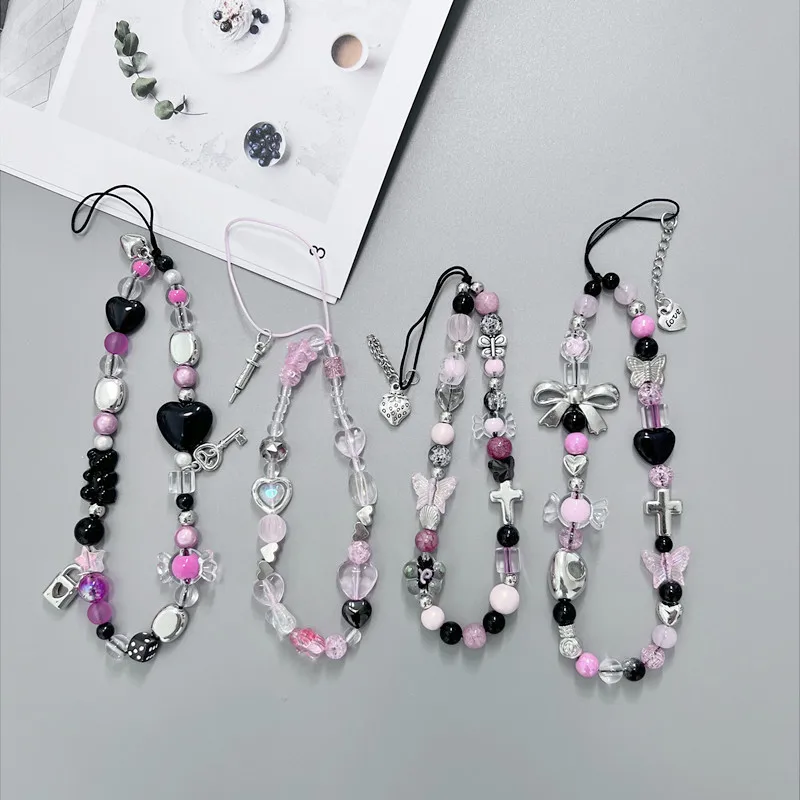 Модное украшение для телефона Y2K: Милая цепочка с любовным медвежонком -