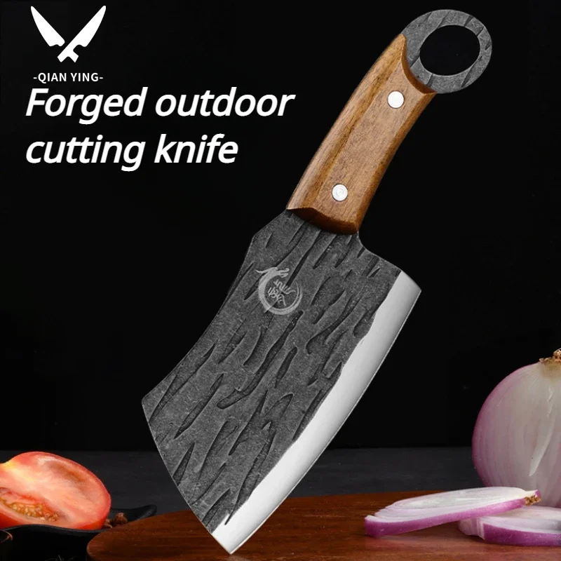 Кованый острый нож из нержавеющей стали с деревянной ручкой. Эффективно убивает