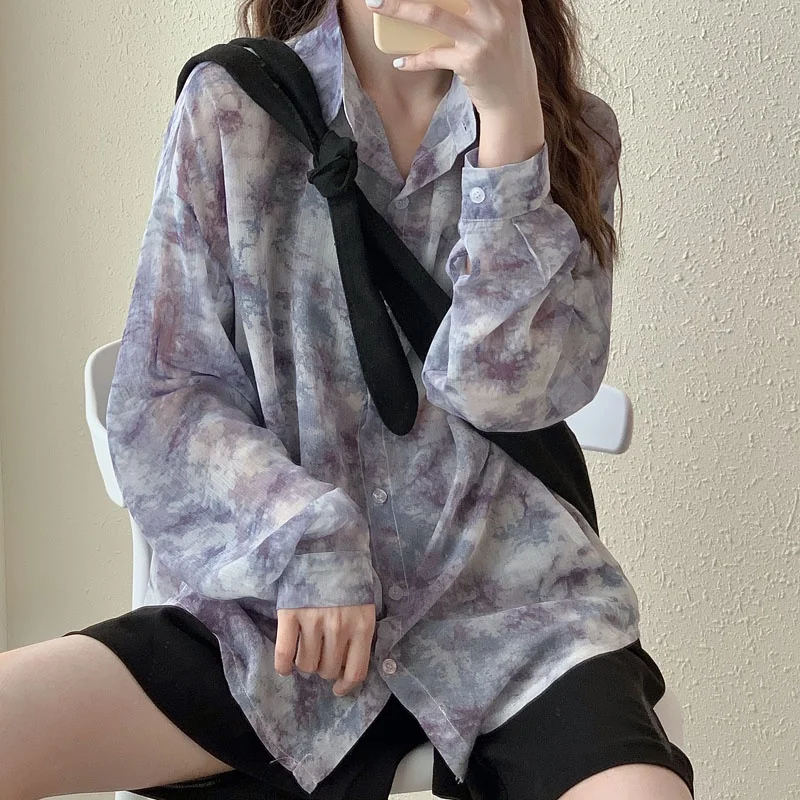 

Girlfriend's long-sleeved short-sleeved dyed sunscreen shirt for women