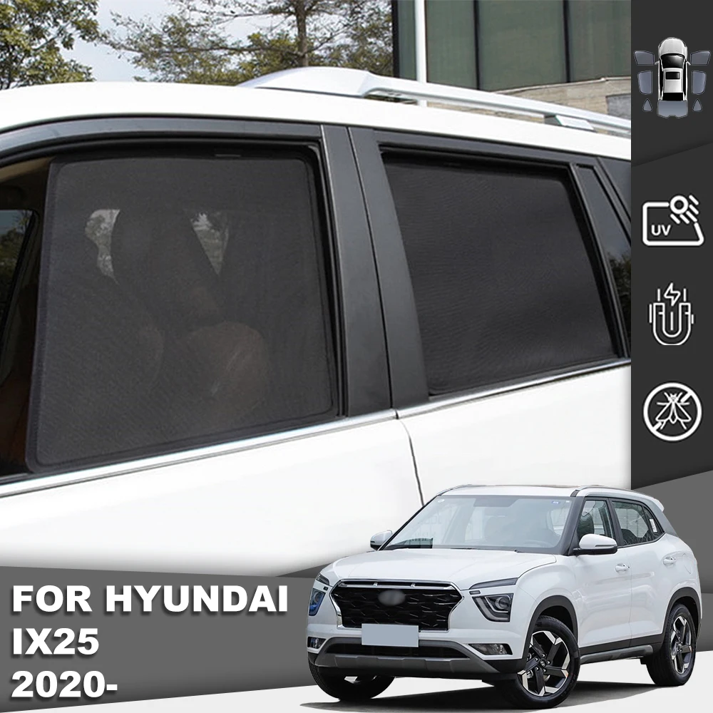 

For Hyundai Creta 2020 2021 2022 Ix25 Magnetic Car Sunshade Front Windshield Mesh Frame Curtain Rear Side Window Sun Shade Visor
