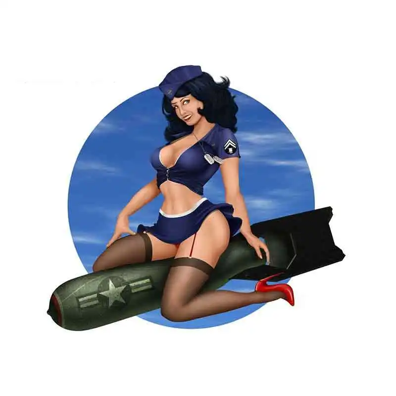 

Air Force Brunette Pin Up Girl Self-adhesive Decal Car Sticker Waterproof Auto Decoration for Car Bumper Rear Window F73
