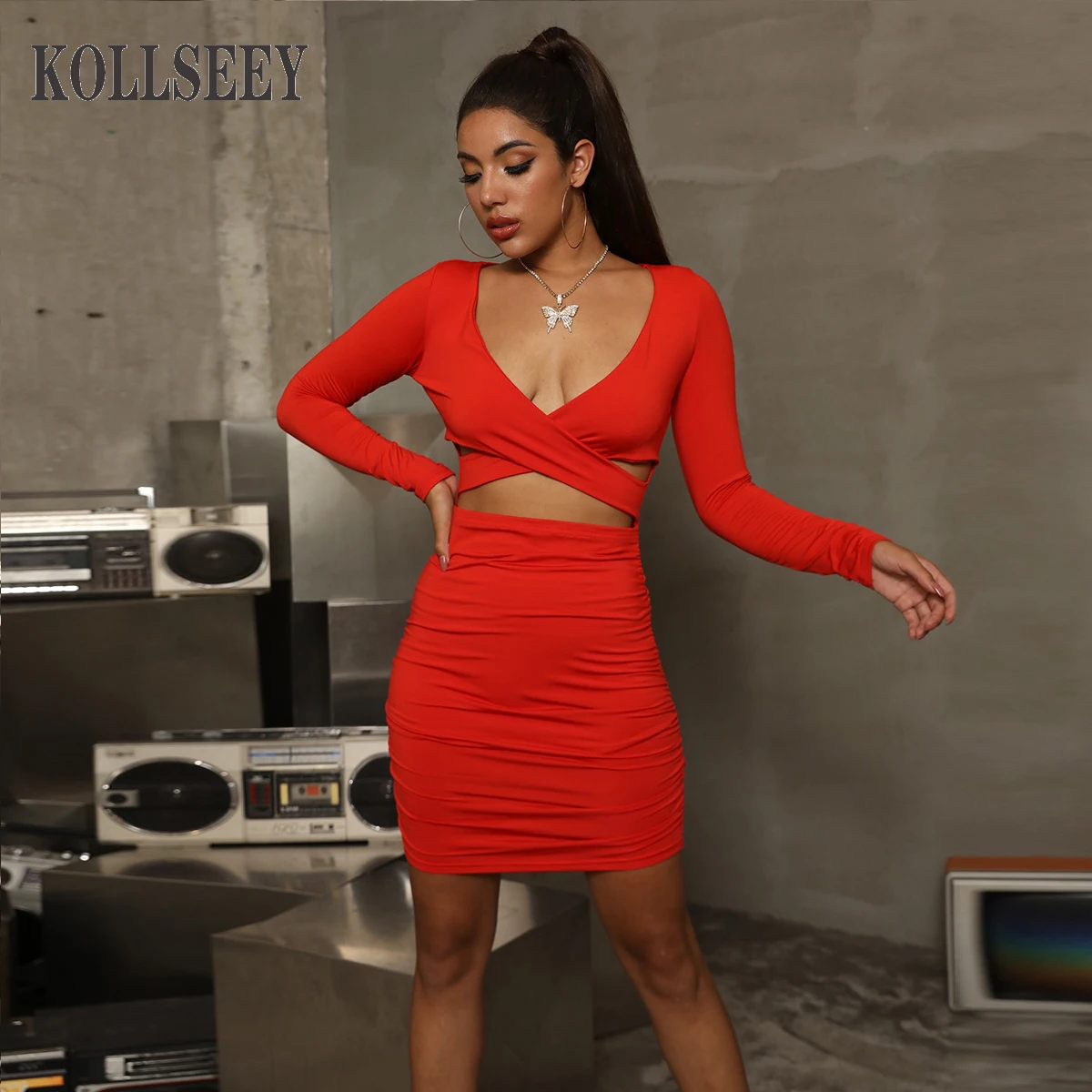 KOLLSEEY Brand Summer New Fashion Sleeveless Knitting Ribbed Spaghetti Strap Sexy Body Mini Dress Women Casual Dresses enlarge
