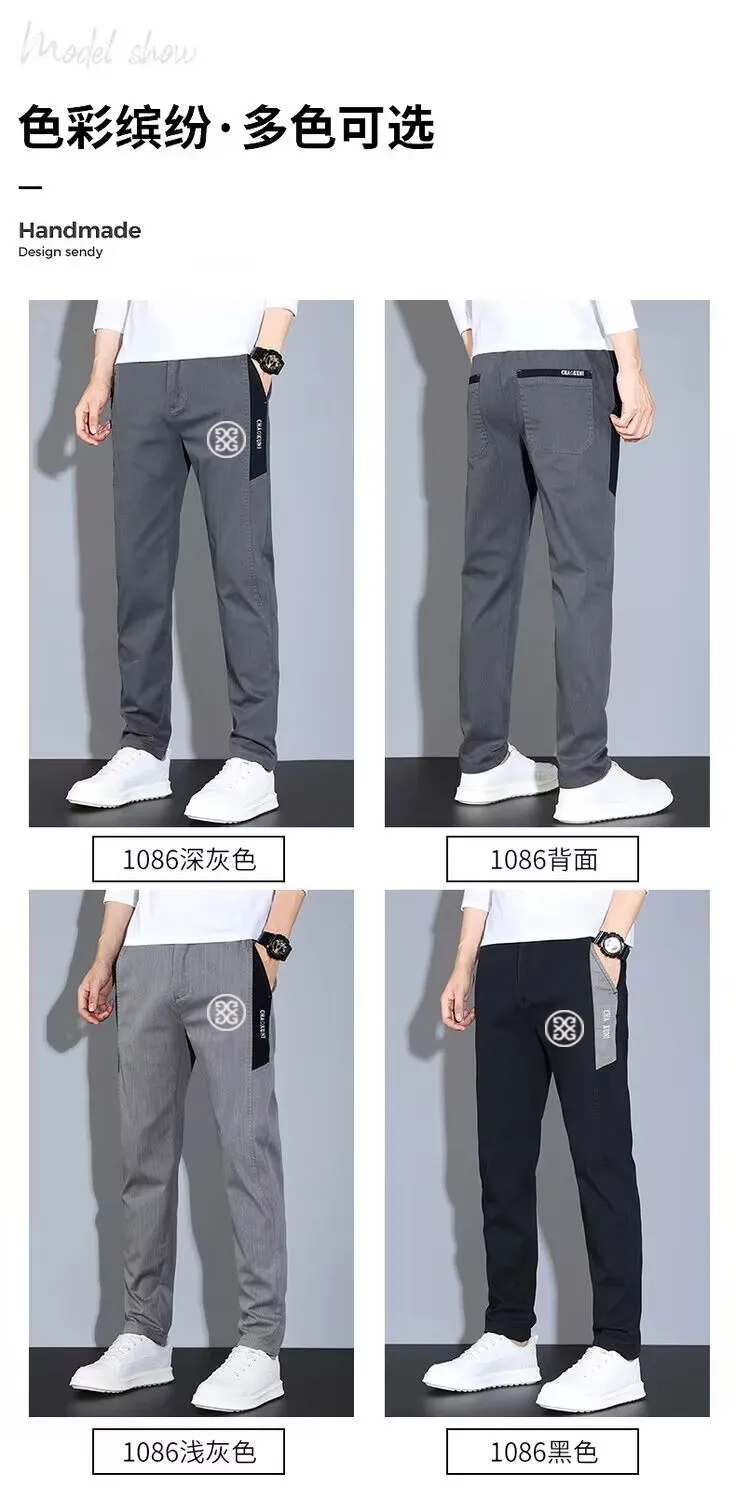 Casual Pants Men 2023 Embroidery New Summer Golf Straight Stretch Thin Style Sports Pants