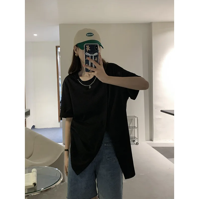 

Solid color short-sleeved round neck summer casual bottoming T-shirt