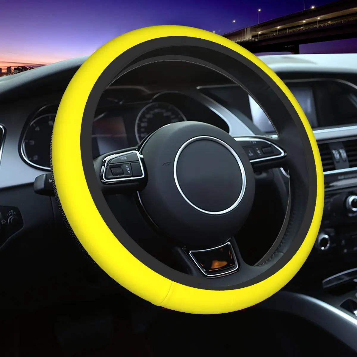 

38cm Car Steering Wheel Cover Yellow Universal Solid Color Car-styling Colorful Car Accessories