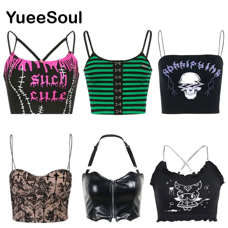 Женский короткий топ без рукавов черный готический сексуальный корсет майка