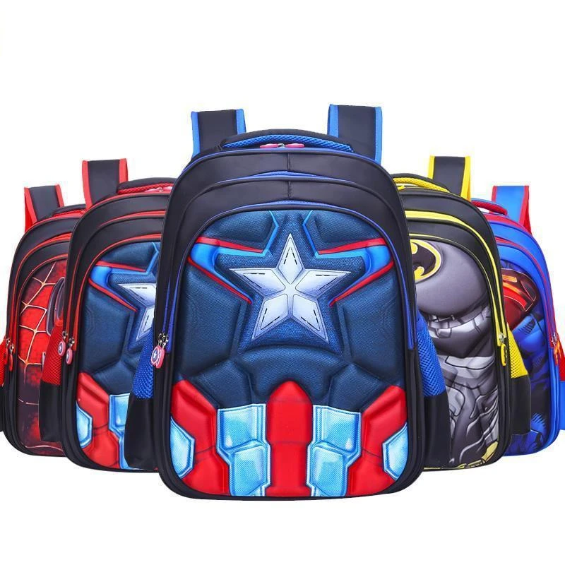 Disney Captain America Kids 3d Cute Spiderman Design Print Backpack Children Bag Boys Primary School Bag Kindergarten Backpack