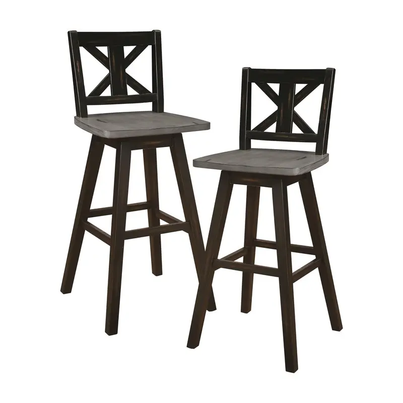 

Swivel Pub Height Barstool (Set of 2), Black/Gray