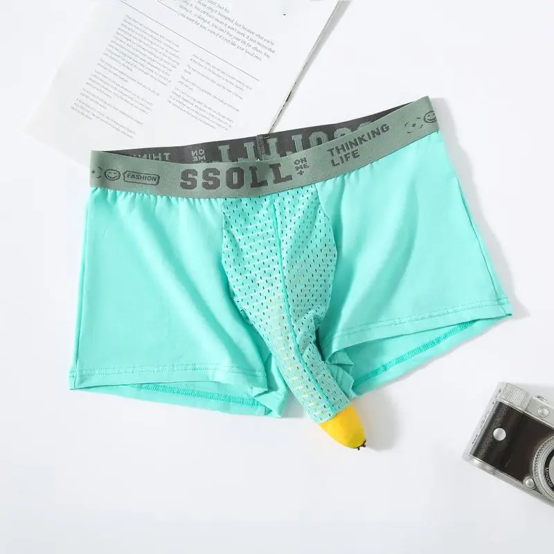 Man Elephant Nose Sexy Lingerie Boxers Bulge Mesh Pouch Front Hole Underwear Summer Breathable Enhance Underpant scrotal support
