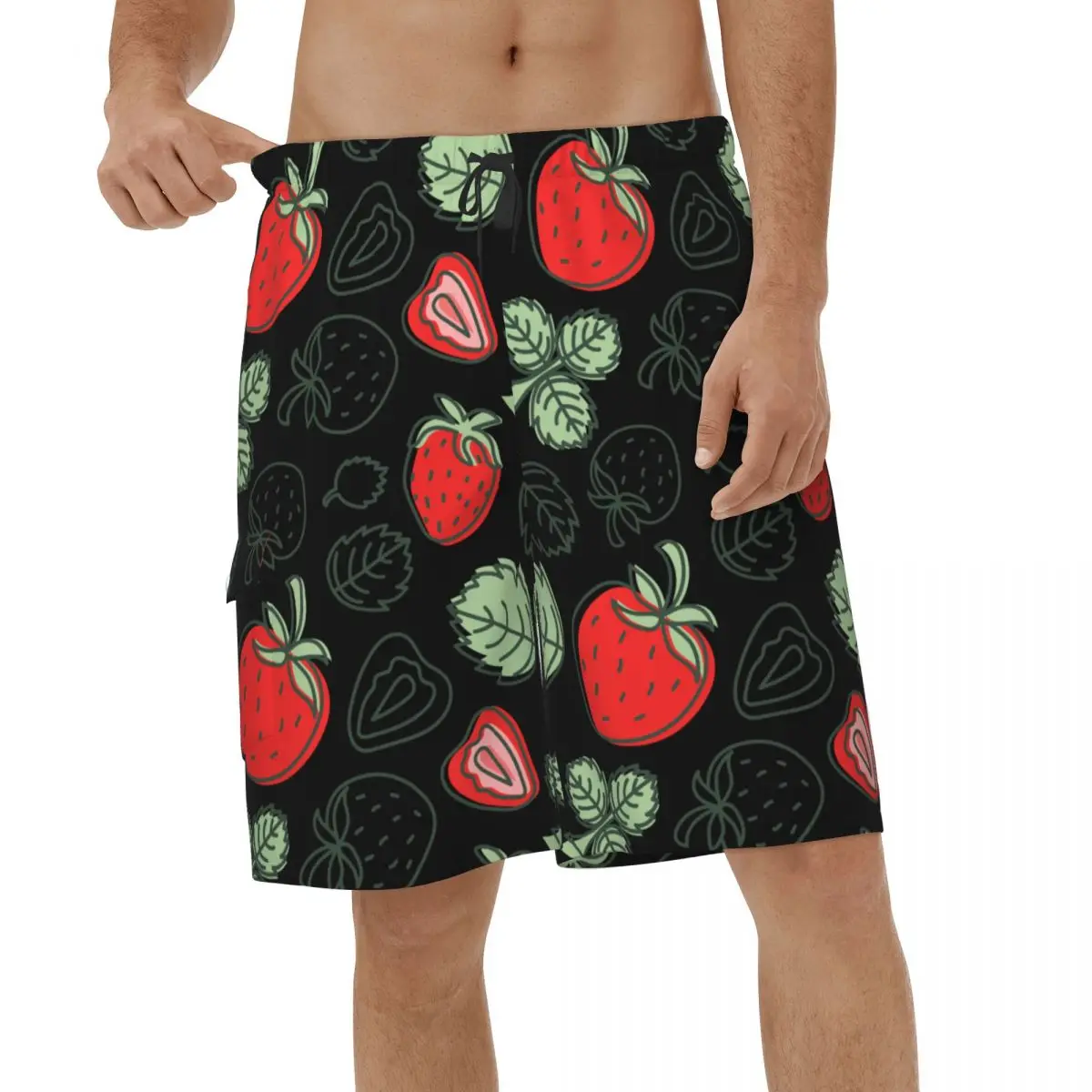 

Summer Fashion Strawberry Men Beach Shorts Sports Swimwear Streetwear Surf Cute Fruit Short Pants Breathable Board Shorts