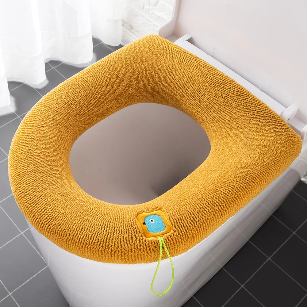 

Toilet Seat Cover Warmer Thicken Closestool Mat Knitted Seat Cushion Washable O-shape Pad Bidet Cover Bathroom Accessories