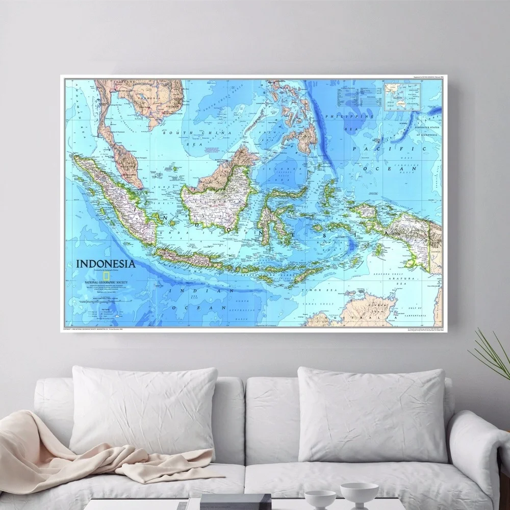 

Indonesia Map Quote Posters And Prints Canvas Art Decorative Wall Pictures For Living Room Home Decor Unframed Painting