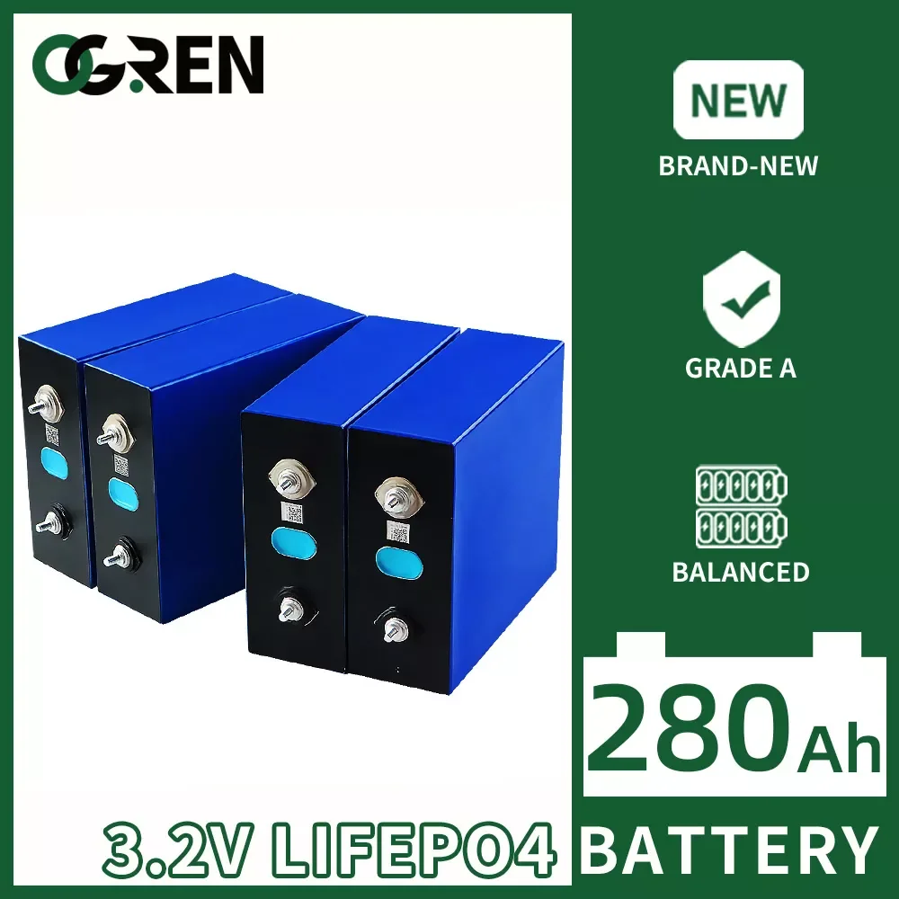 

280Ah Lifepo4 Battery 3.2V Rechargeable New Lithium iron phosphate Solar Battery Pack for 12V 24V 48V Boat Golf Cart RV Forklift