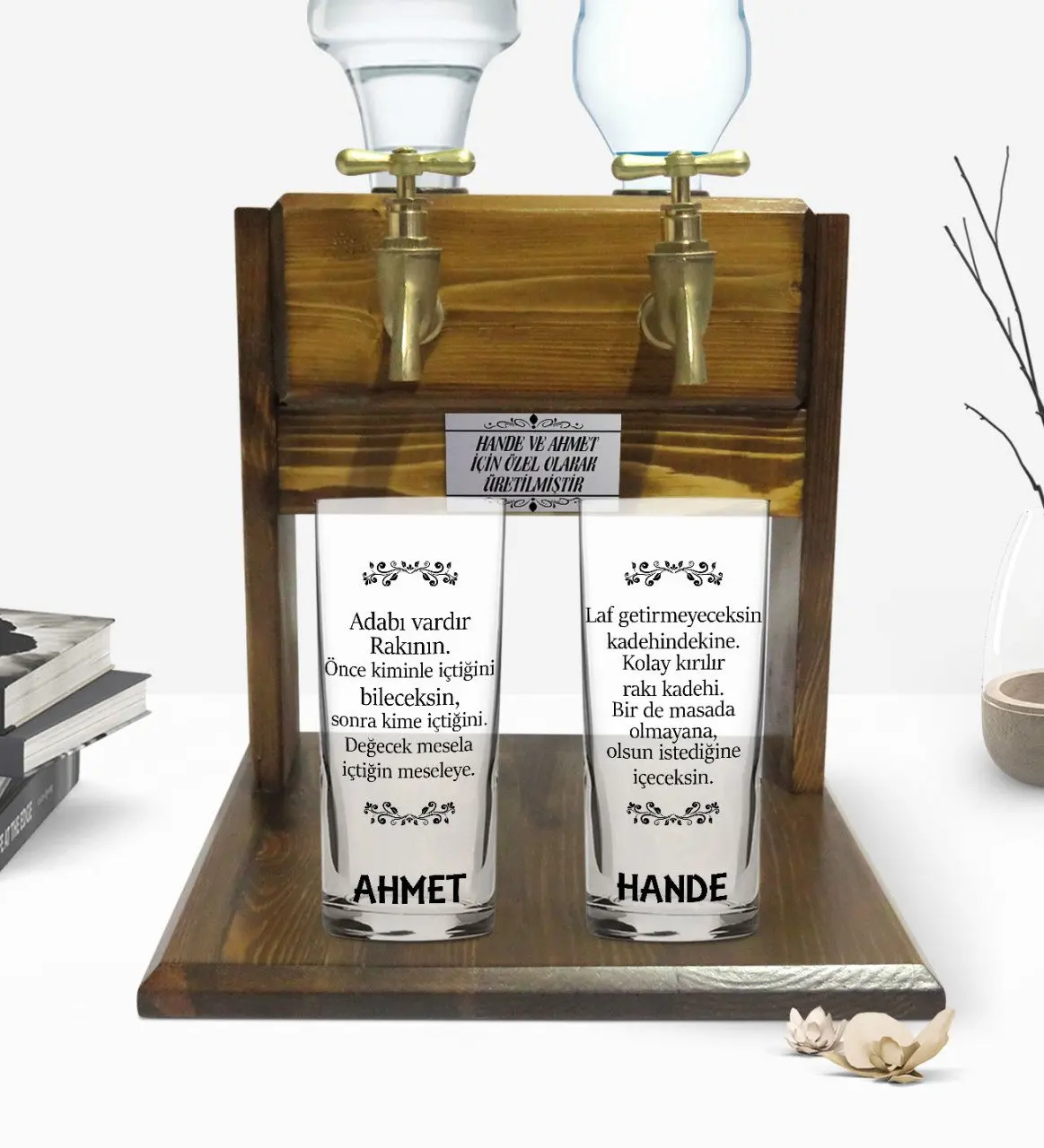 

Индивидуальные красочные печатные маннеры, дизайн Rakının, двойная чашка и двойной кран, стойка из натурального дерева, стенд 2