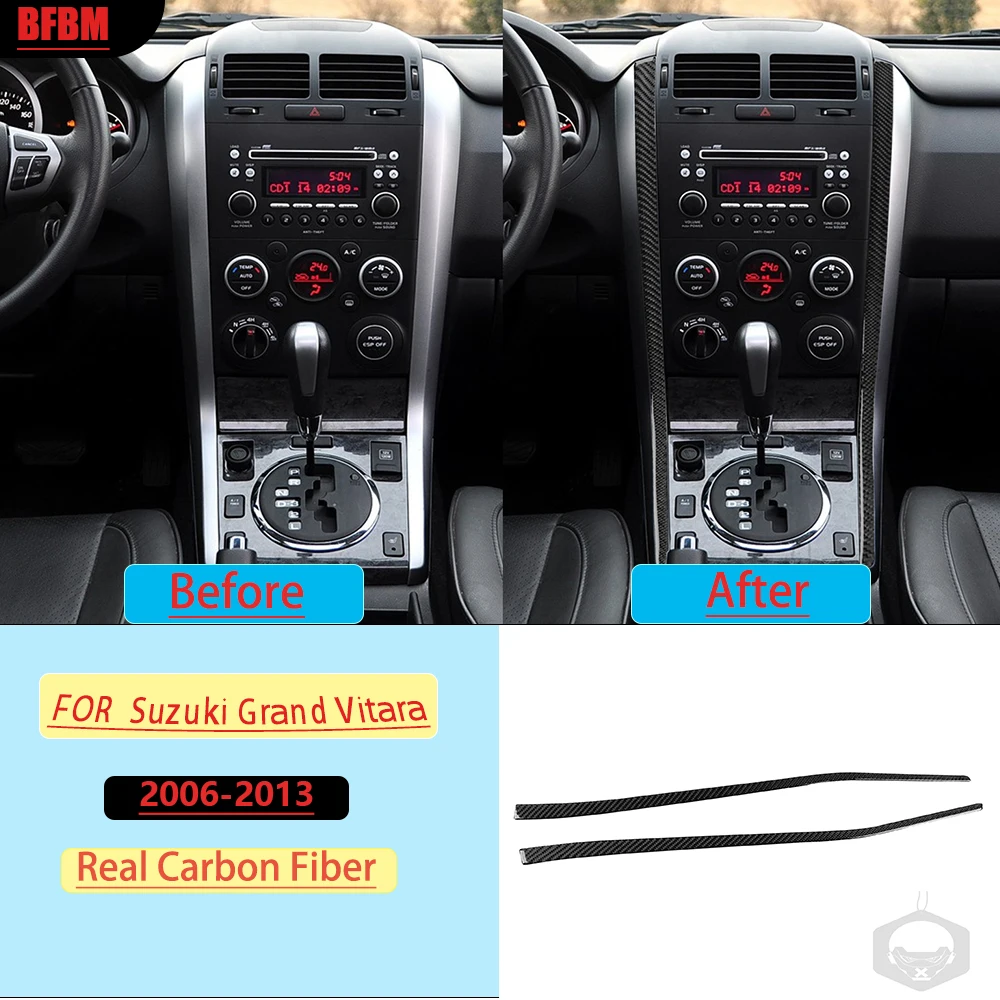 Фото Для Suzuki Grand Vitara 2006-2013: накладка на панель центральной консоли и боковую панель переключения передач, из настоящего карбона, аксессуары для интерьера, наклейки №3