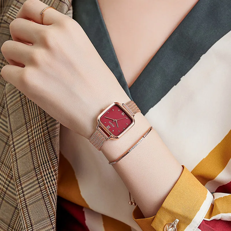JULIUS Girls Gifts Brown Single Fold Buckle Fashion Pointer Square Quartz Women's Alloy Watch Reloj Mujer Marcas Famosas De Lujo enlarge