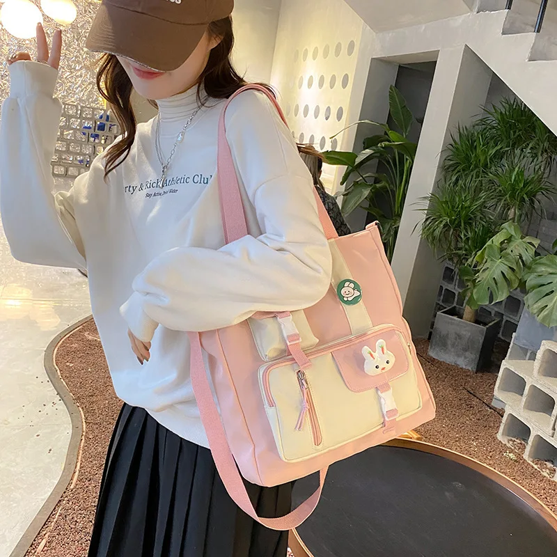 

New Multi-pocket Student Classroom Bag Tutorial Bag Large Capacity Leisure Shoulder Crossbody Bag Girls Kawaii Bags Nice Gifts