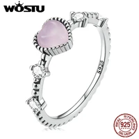 wostu exquisite 925 sterling silver delicate heart ring clear cz finger wedding rings for women original fashion jewelri gift