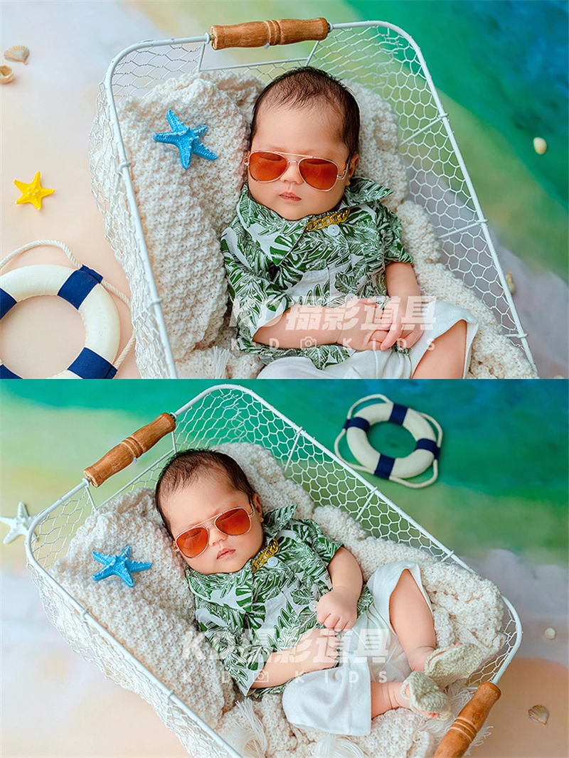 Newborn Photography Props for Baby Boy Summer Outfit Beach Backdrop Posing Sofa Holiday Style Fotografia Studio Shoot Photo Prop enlarge