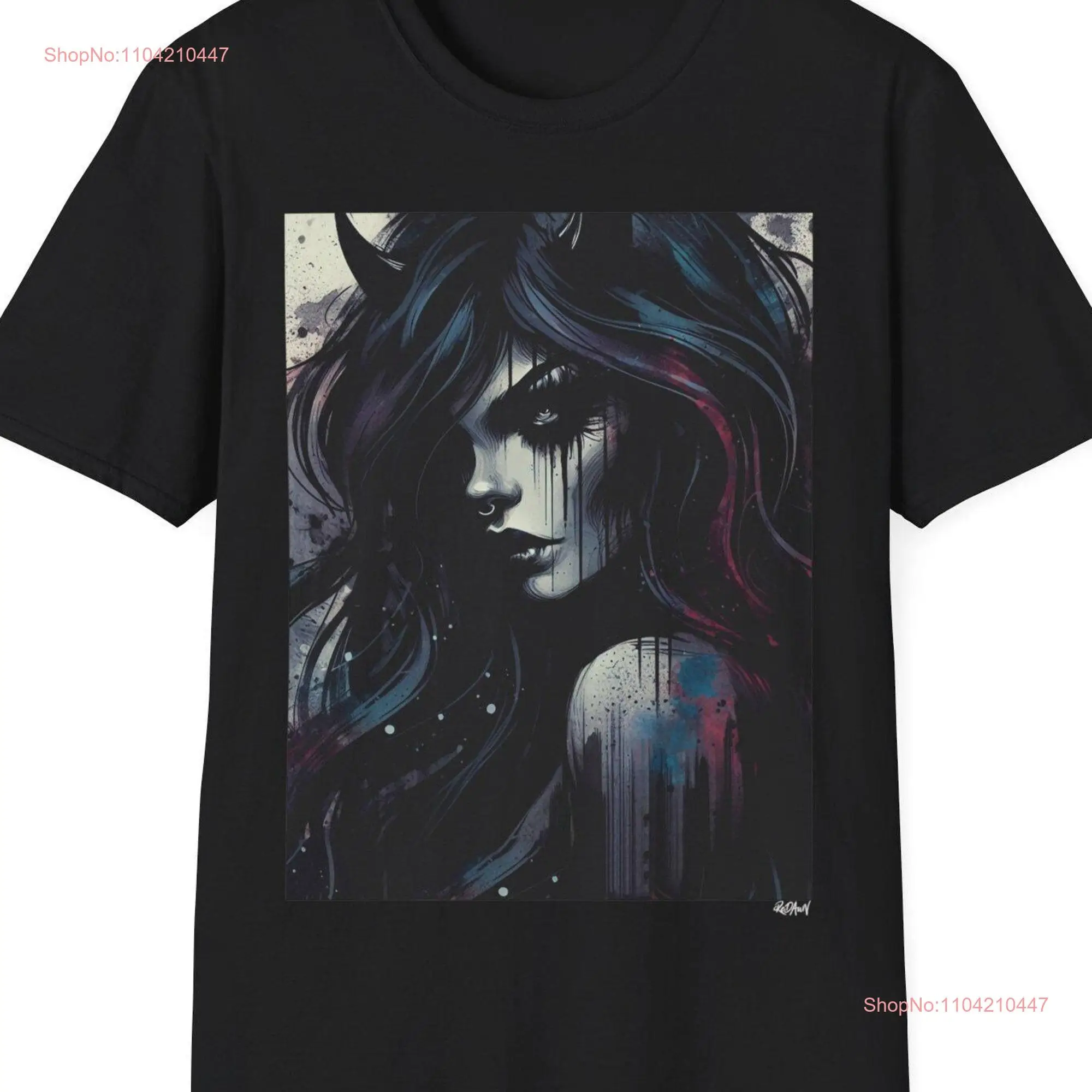 Softstyle T Shirt I am Stronger Dark Color Demonic Girl Alternative Fantasy Darkwear Everyday Goth Gothic Witch by ReDawn