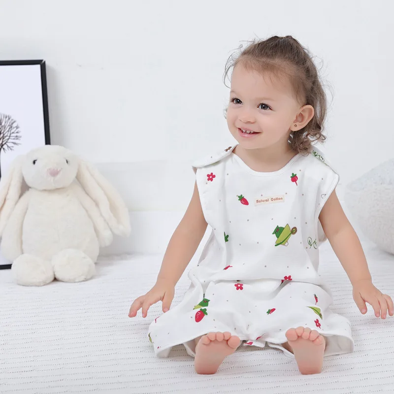 

Газовый спальный мешок, спальный мешок с разрезами для ног, одежда для защиты от ударов, газовое хлопковое дышащее детское одеяло